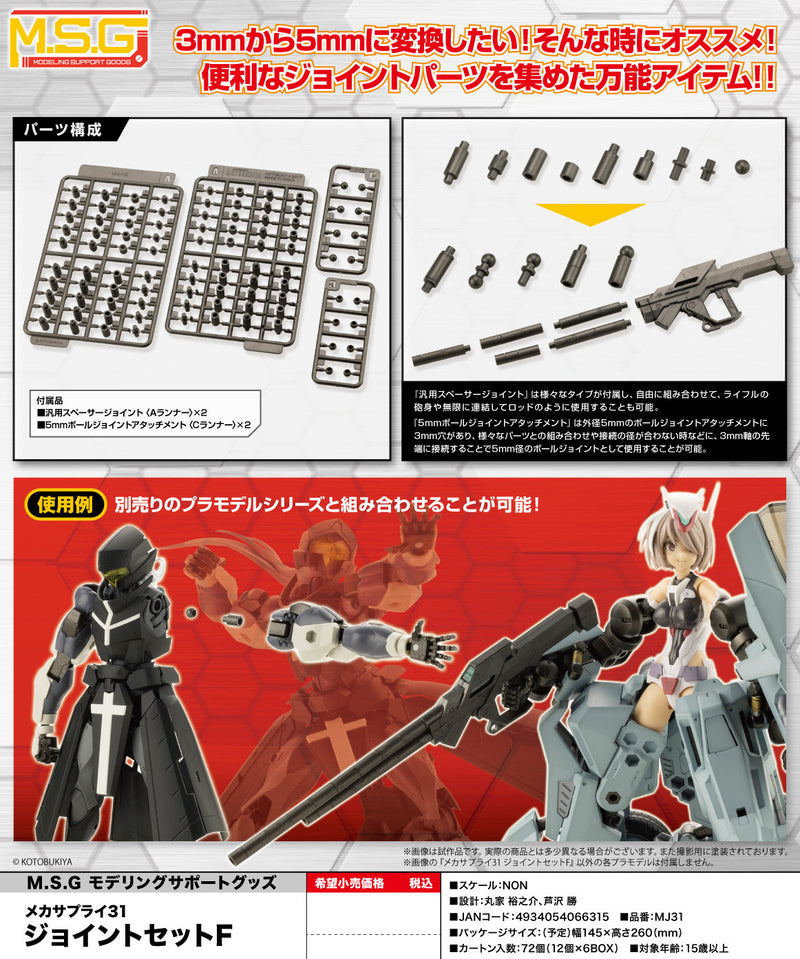 M.S.G Modeling Support Goods Kotobukiya Mecha Supply 31 Joint Set Type F