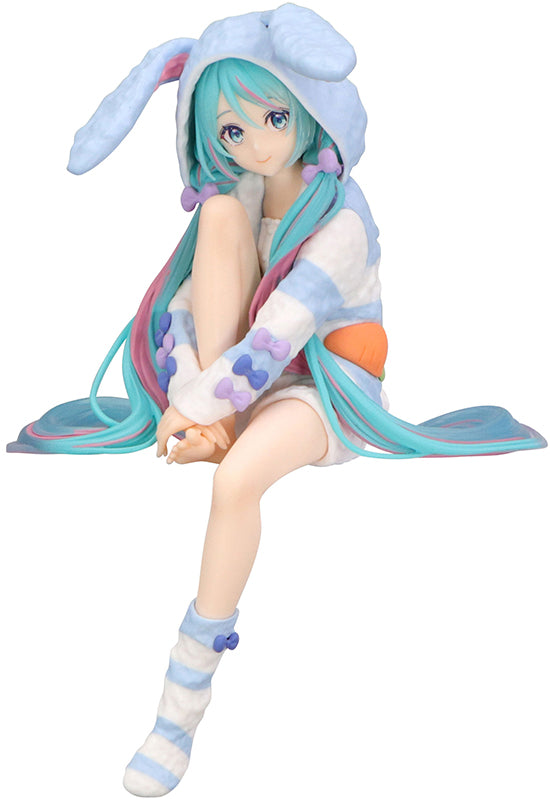 Hatsune Miku FURYU Noodle Stopper Figure -Rabbit Ear Hood Pajama Blue Color ver.-