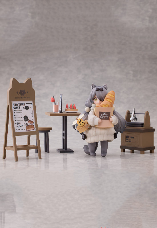 TEA TIME CATS SCENE RIBOSE DLC SERIES CAT TOWN BAKERY CUSTOMER NON-SCALE FIGURINE