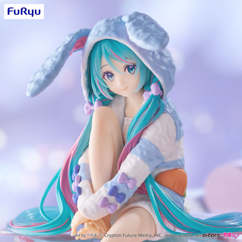 Hatsune Miku FURYU Noodle Stopper Figure -Rabbit Ear Hood Pajama Blue Color ver.-