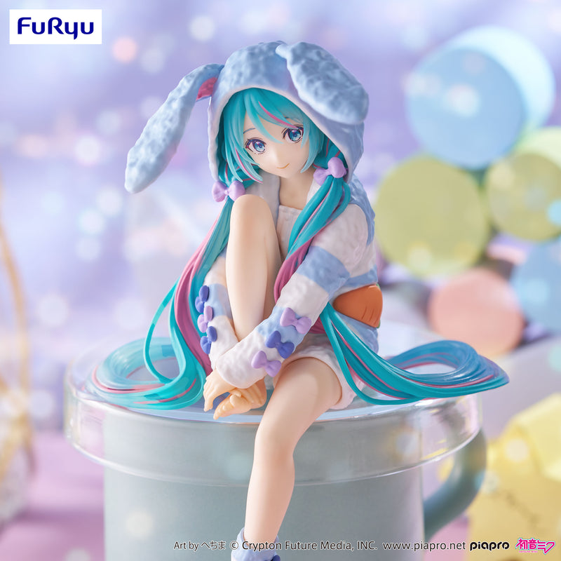 Hatsune Miku FURYU Noodle Stopper Figure -Rabbit Ear Hood Pajama Blue Color ver.-