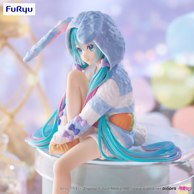 Hatsune Miku FURYU Noodle Stopper Figure -Rabbit Ear Hood Pajama Blue Color ver.-