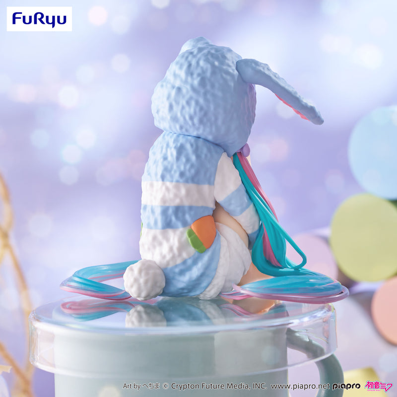 Hatsune Miku FURYU Noodle Stopper Figure -Rabbit Ear Hood Pajama Blue Color ver.-