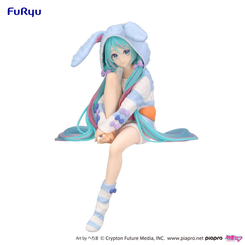 Hatsune Miku FURYU Noodle Stopper Figure -Rabbit Ear Hood Pajama Blue Color ver.-