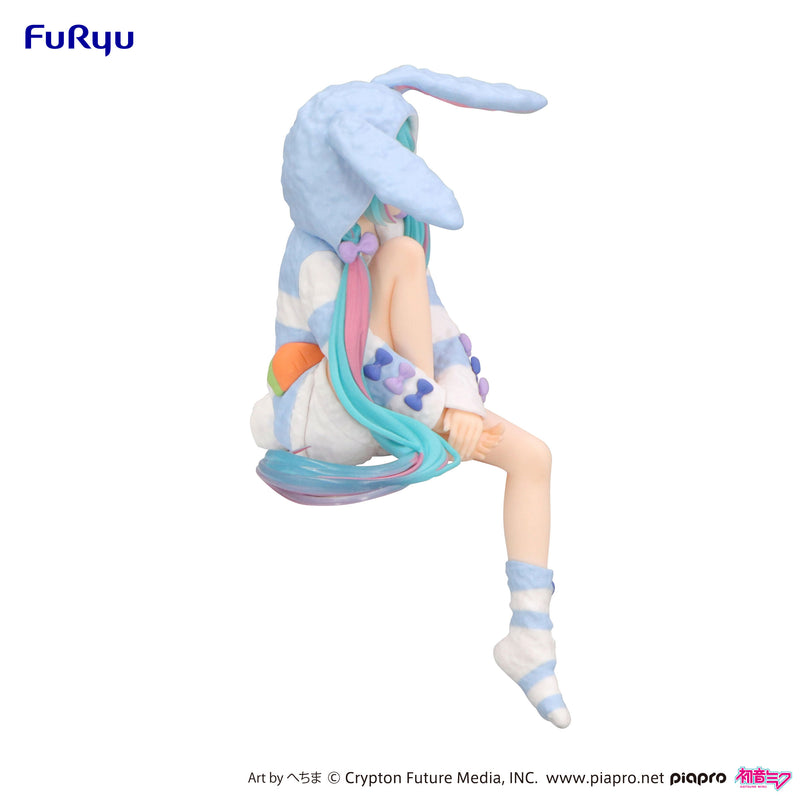 Hatsune Miku FURYU Noodle Stopper Figure -Rabbit Ear Hood Pajama Blue Color ver.-