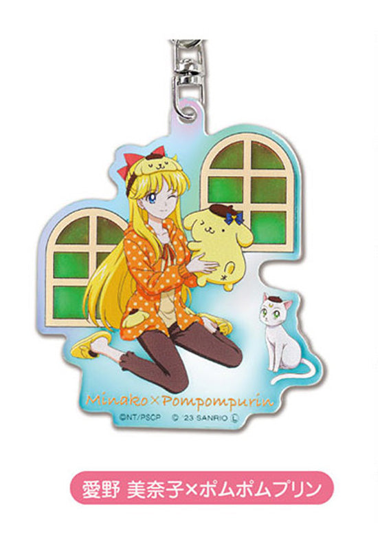 Pretty Guardian Sailor Moon Bandai Acrylic Key Chain Series x Sanrio Characters Aurora TYPE 06 Aino Minako x Pom Pom Purin AKO